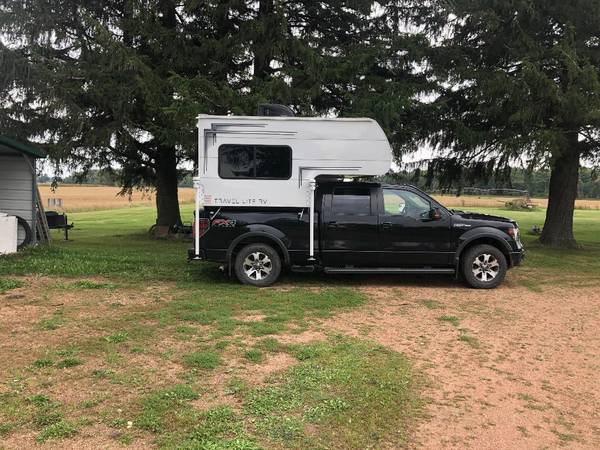 Photo 2013 Ford f150fx,2018 Travel Lite truck cer, and 76 western plow $36,000