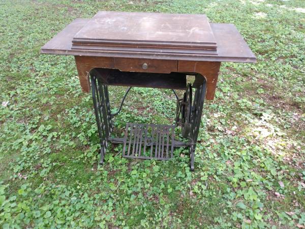 Photo Antique Treadle Sewing Machine Cabinet  Base $125