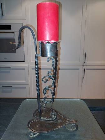 Photo Antique Wrought Iron Candlestick Holder-Medieval Style $50