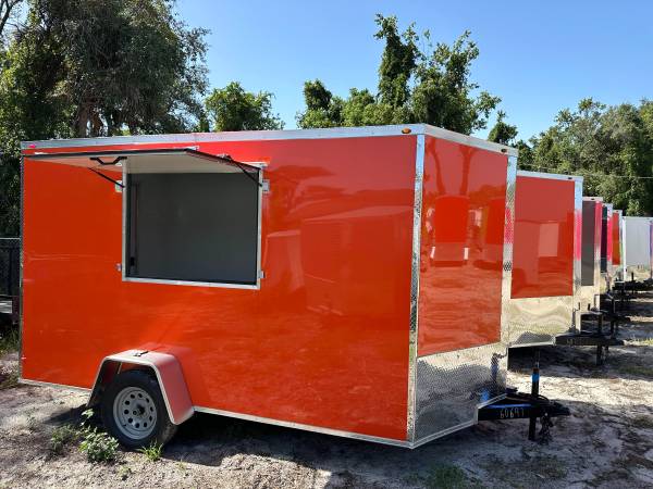Photo 7x12 Enclosed Cargo Concession Trailer wFinished Interior  Electric $6,899