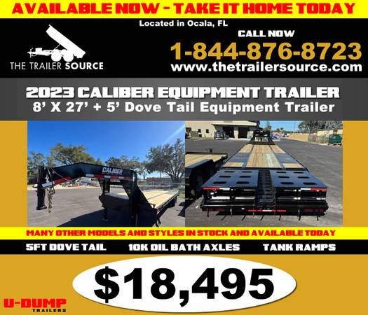 Photo equipment trailers - 8 x 27  5 dove tail 22500 GVW  in stock now $18,495