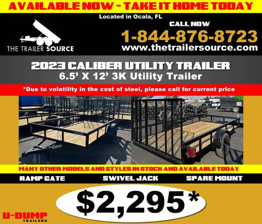 Photo utility trailers - 6.5 x 123K GVW  in stock now $2,295