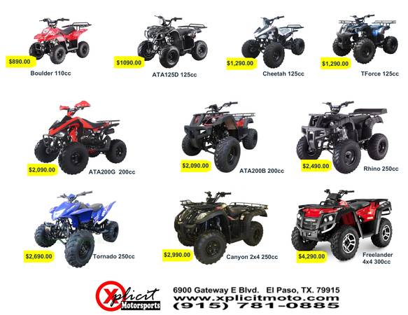 Photo NEW 2023 ATVS LOWEST PRICES IN EL PASO BEST DEALS $890