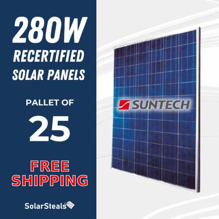 Photo 25x Used Suntech Power STP280-24Vd 280W 72 Cell Poly Solar Panels $2,000