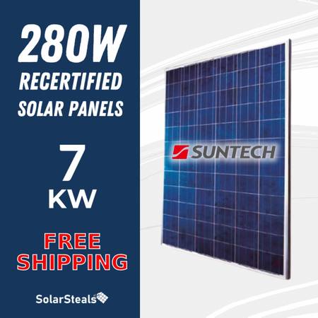 Photo 7kW Used Suntech Power STP280-24Vd 280W 72 Cell Poly Solar Panels $2,000