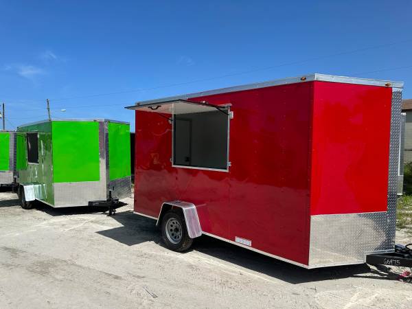 Photo 7x12 Enclosed Cargo Concession Trailer wFinished Interior  Electric $6,899