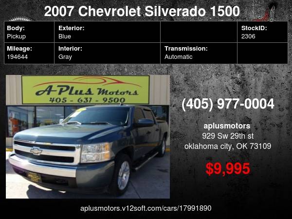Photo 2007 Chevrolet Silverado 1500 LT1 4dr Crew Cab 5.8 ft. SB $9,995