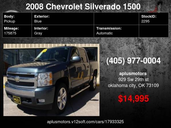 2008 Chevrolet Silverado 1500 LT1 2WD 4dr Crew Cab 5.8 ft. SB $14,995