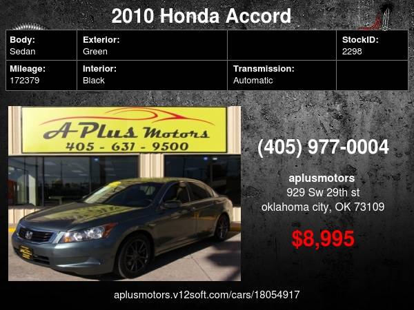 Photo 2010 Honda Accord EX L 4dr Sedan 5A $8,995