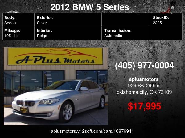 Photo 2012 BMW 5 Series 528i 4dr Sedan $17,995