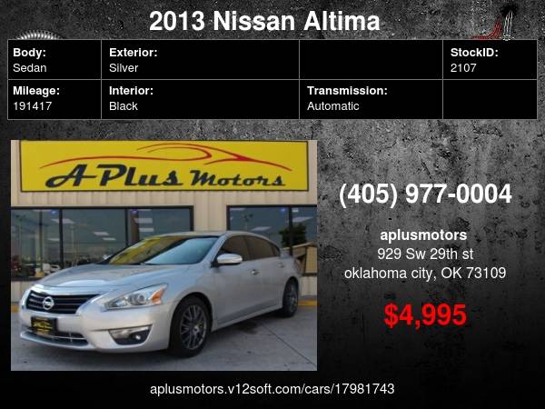 Photo 2013 Nissan Altima 2.5 SV 4dr Sedan $4,995
