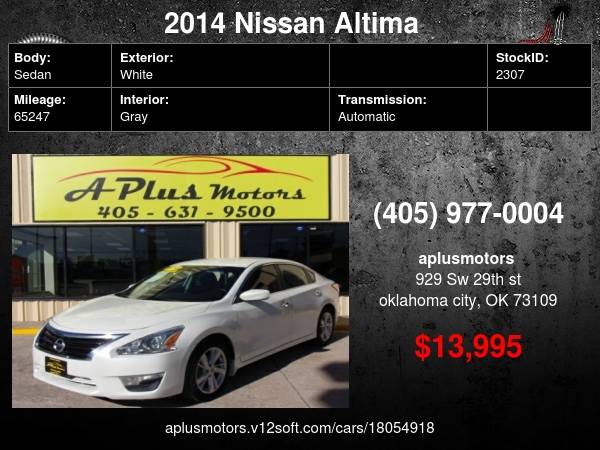 Photo 2014 Nissan Altima 2.5 SV 4dr Sedan $13,995