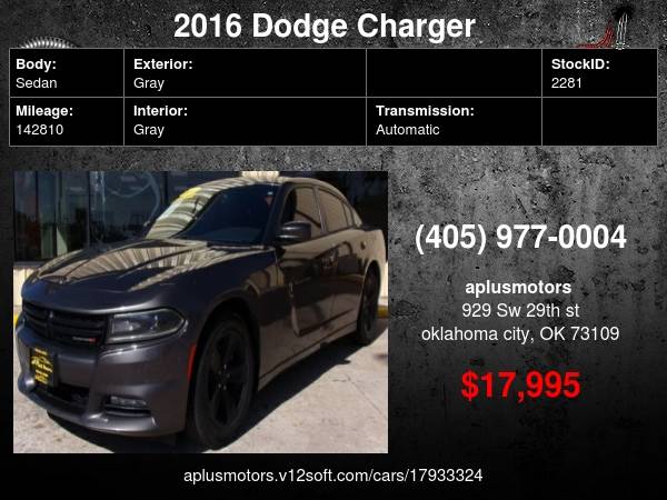 Photo 2016 Dodge Charger SXT 4dr Sedan $17,995
