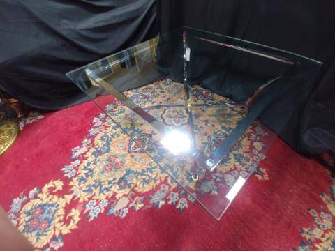 Photo CLASSIC CHROME BRASS  GLASS COFFEE TABLE FOR SALE $225