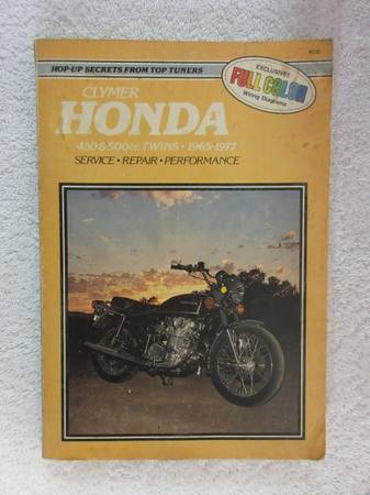 Photo Clymer Honda 450500cc Twins 1965 thru 1977 Manual $20