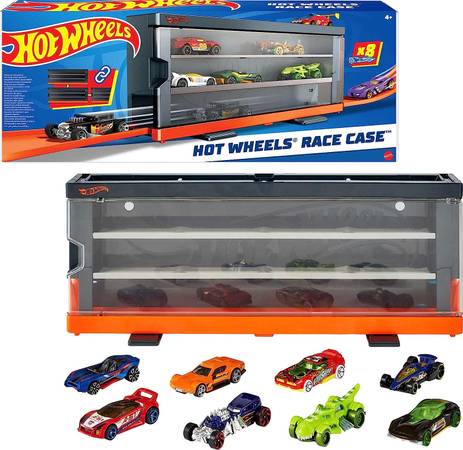 Photo Hot Wheels Interactive Display Case w Qty 8 164 Scale Cars __ New $20