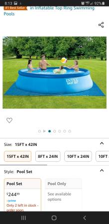 Photo Intex 15 foot round pool $70