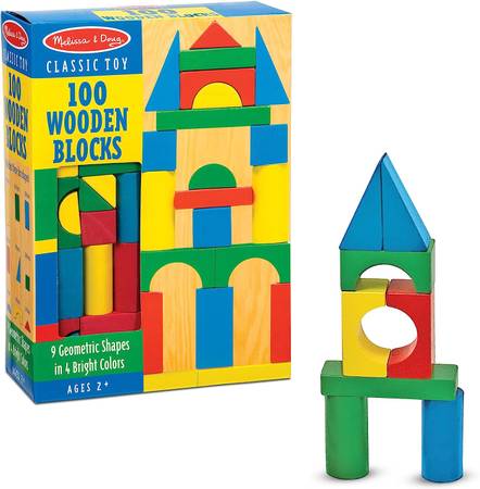 Melissa and Doug Classic Toy 100 Wooden Blocks __ New $15