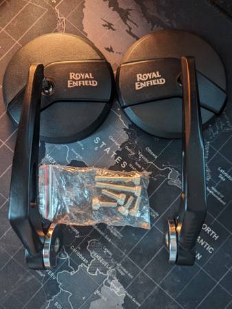 Photo New Pair of Royal Enfield Side Mirrors - One with Broken Glass $15