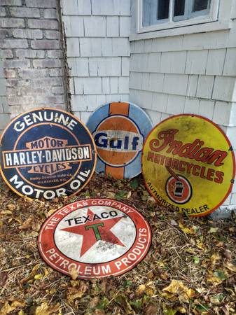 Photo gas and oil memorabilia large 30-in porcelain enamel gas service station signs $ $300