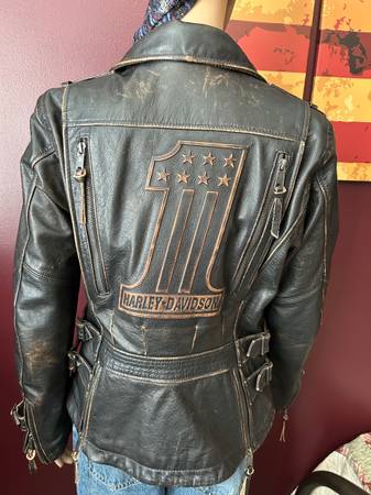 Photo Harley Davidson Priscilla Brown Leather Jacket Sz.S Excellent Cond. $350