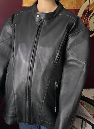 Photo Redline Mens 4XL Size 52 Leather Side-Lace Black Motorcycle Jacket $150