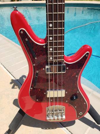 Acinonyx Short scale Red Bass Guitar with Tort pickguard $850