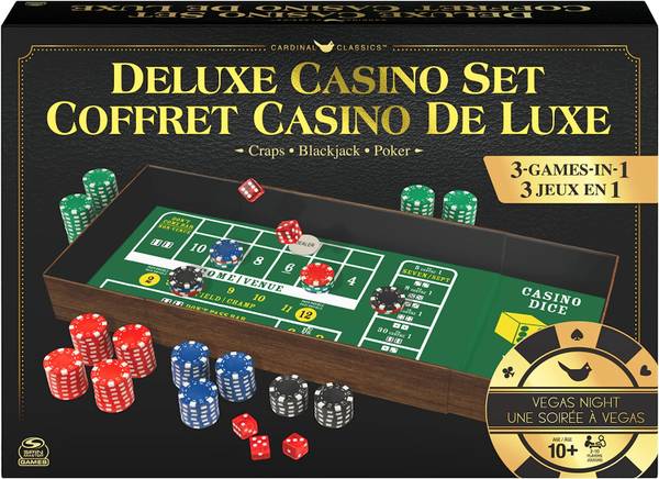 Photo Deluxe Casino Set, 3 Classic Games in 1 Craps, Blackjack, and Poker $20