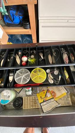 Fishing box, lots of Lures and other tackle $20