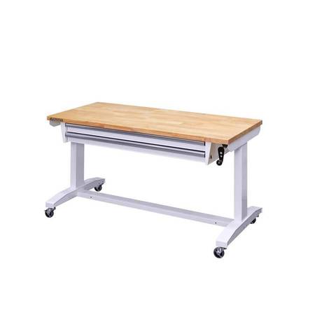 Husky Steel 2-Drawer Adjustable Height Solid Wood Top Work Table $260
