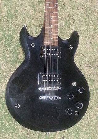 Photo Ibanez Electric Guitar, Dual Cutaway, Pickups, Black. $125