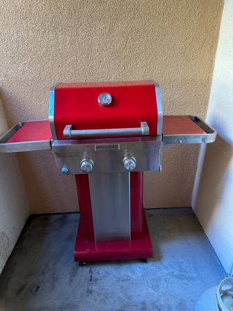 KitchenAid 2-Burner Propane Gas Grill in all Red WFull Propane Tank $150