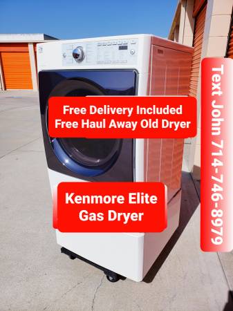 Photo Like New Kenmore Elite Gas Dryer W Pedestal Stackable Delivered $300 $300