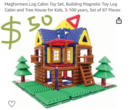 Photo Log Cabin Toy Set, Building Magnetic Toy Log Cabin and Tree House for Kids $50