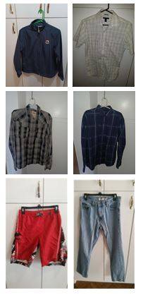 Photo Mens clothes jeans, shirts, jackets, ski and swim $5