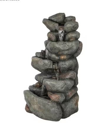 OPEN-BOX - Luxenhome 35 Resin Cascading Rock Outdoor Cascade Fountain $90