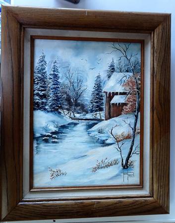 Photo Original Painting of A Winter Scene by California Artist Trudi Parker $125