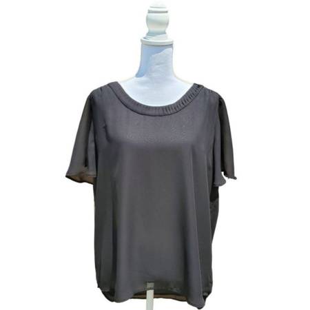 Photo Pleione Womens Black Scoop Neck Short Sleeve High Low Blouse Size XL $20