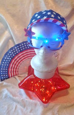 Photo USA GIFT America Flag Red White Blue Star Stripe Hat Cap Eyewear Fan $25