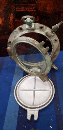 Vintage 15 Boat Porthole Window with Deadlight Cover Brass Steel $600