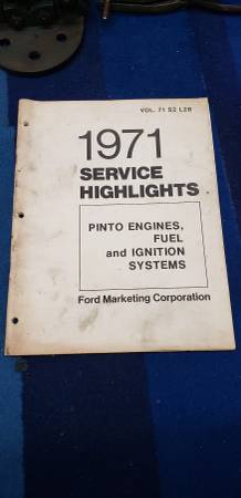 Photo Vintage 1971 Ford Pinto Engines, Fuel  Ignition System Factory Manual $40