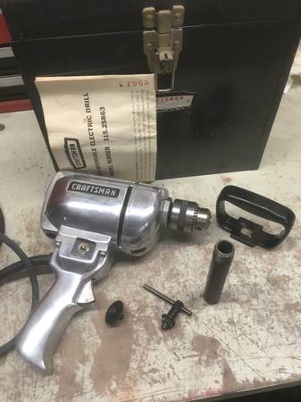 Photo Vintage Craftsman  Drill, Sabre Saw, and Case Combo $115