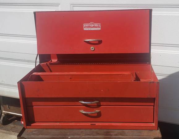 Photo Vintage Proto Flying Lady 2 Drawer Toolbox Tool Chest Rare $400