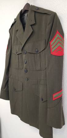 Photo Vintage marine corp sergeant green wool dress coat military size 40 $50