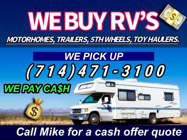 Photo We buy used RVs (motorhomes  trailers) We come to you