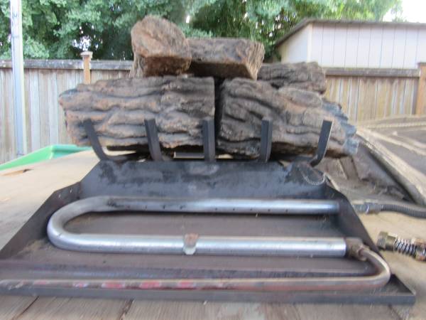 Photo Gas Screen and Log Fireplace and Plate $125