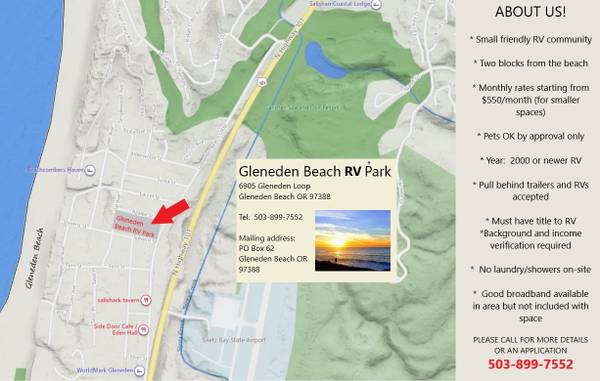 Photo Gleneden Beach RV Park - two blocks to beach $665
