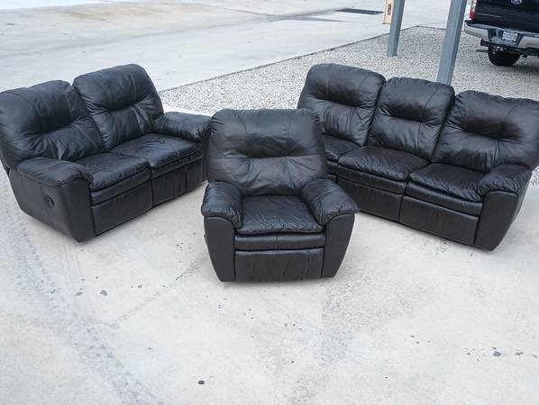 Photo FREE DELIVERY DELIVERY ST CLOUD 3 PIECE DARK BROWN LEATHER RECLINING $599