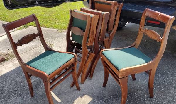 Photo TELL CITY MAHOGANY DUNCAN PHYFE LYRE BACK CHAIRS. If you have any questions abo $275