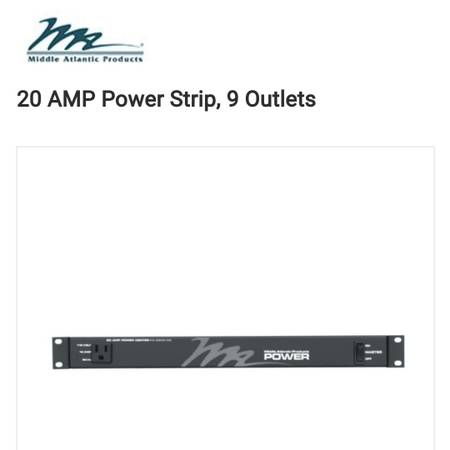 Middle Atlantic PD-920R-NS 115V 20-Amp 9-Outlet Pro Audio Power Strip $165